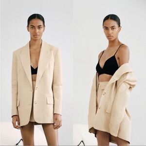 NWT ZARA Linen and Cotton Rustic Oversized Blazer